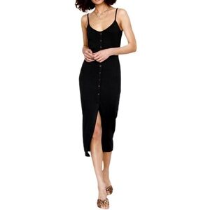 Heartloom Black Midi Dress with Button Detail